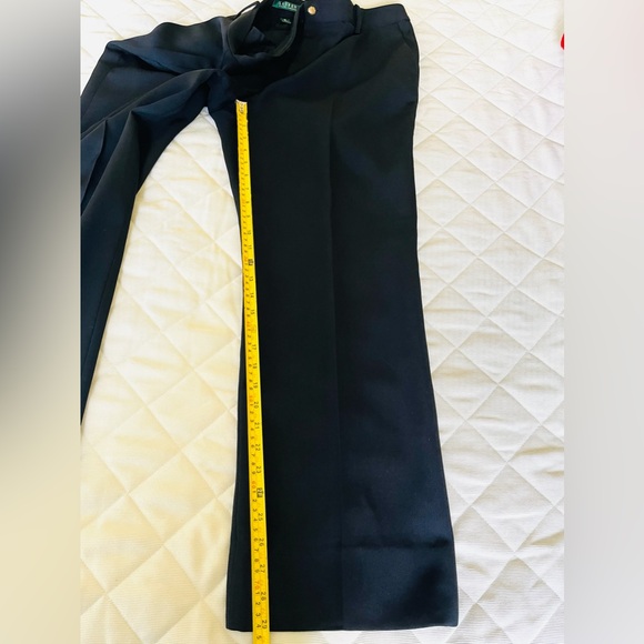 Ralph Lauren black 100% wool dress pants front zipper side pockets US 14 - Picture 10 of 15